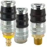 派克E-z-mate 系列快換陰接頭，扭轉開關空氣流通，符合 ISO 4414 排氣要求